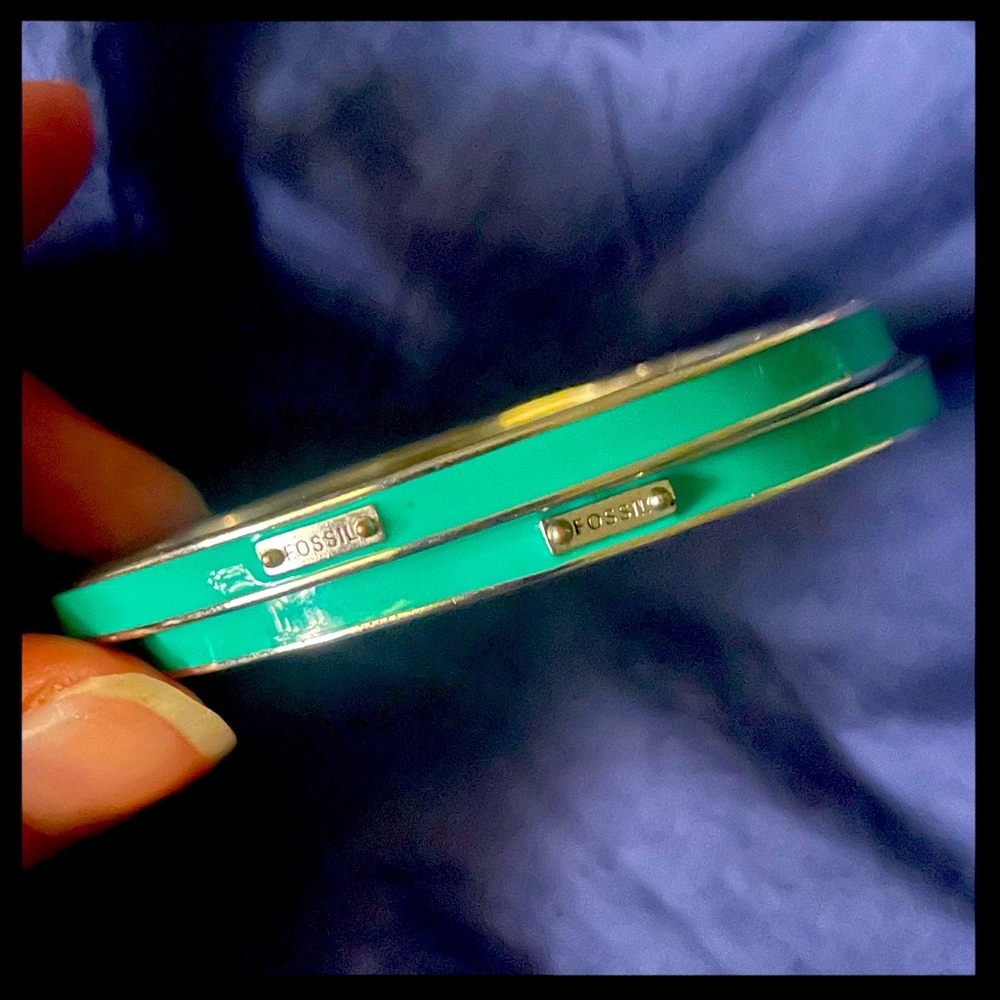 Set of 2 Fossil Enameled Bangle Bracelets • All Seasons Any Occasion